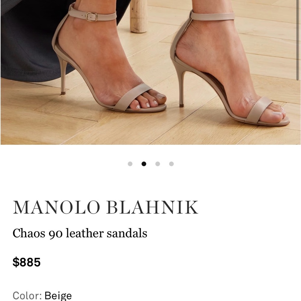 Manolo Blahnik Patent Leather Nude Ankle Strap Heels - Picture 2 of 12